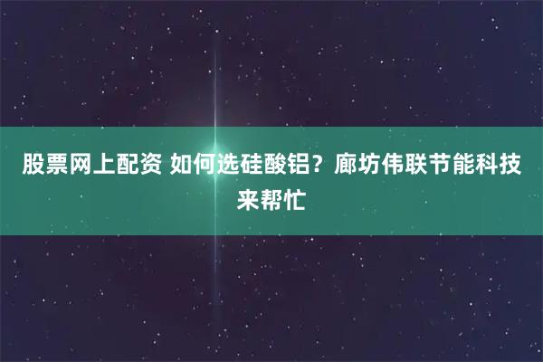 股票网上配资 如何选硅酸铝？廊坊伟联节能科技来帮忙